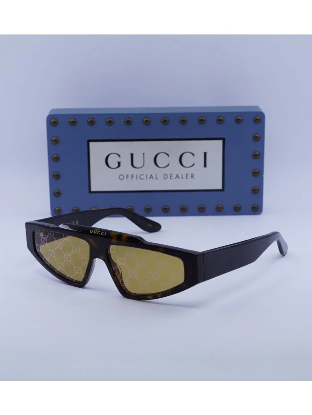 Gucci GG1591S 002 Browline Sunglasses - Havana / Yellow